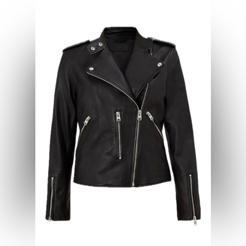 All Saints Klyn Leather Biker Jacket - Picture 4 of 11
